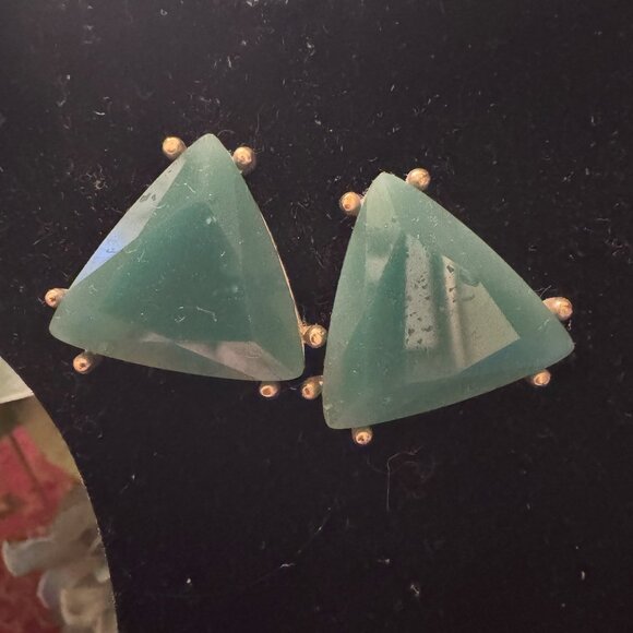 Turquoise Triangle Stud Earrings - Picture 3 of 3